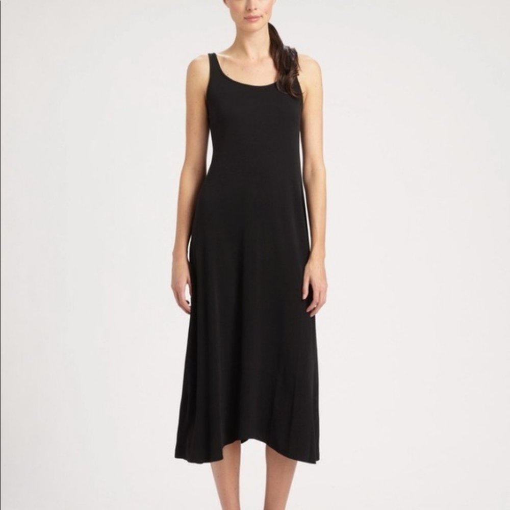 *final markdown* Eileen Fisher Black Cotton Jersey Knit A-Line Tank Dress
